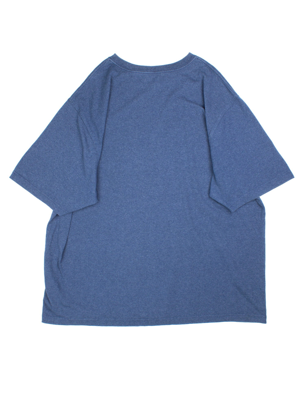 Carhartt T-Shirt in a blue colourway with large neon text logo across the front.