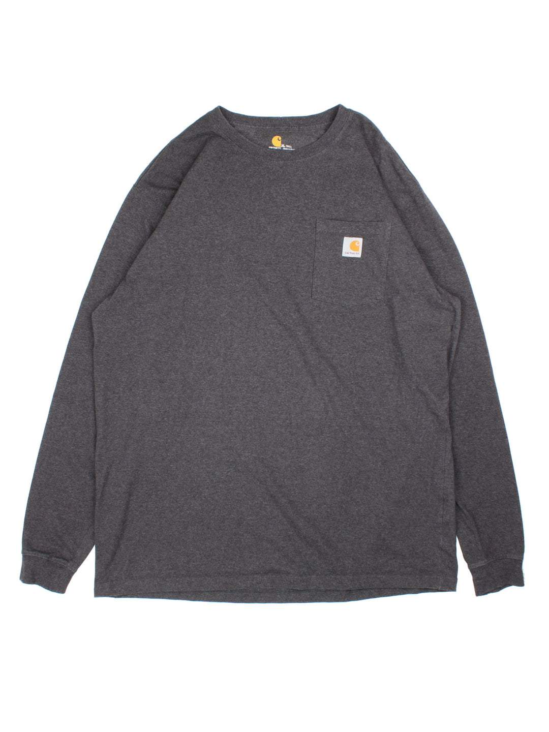 Carhartt Long Sleeve T-Shirt in a grey colourway with pocket on the front and classic logo.