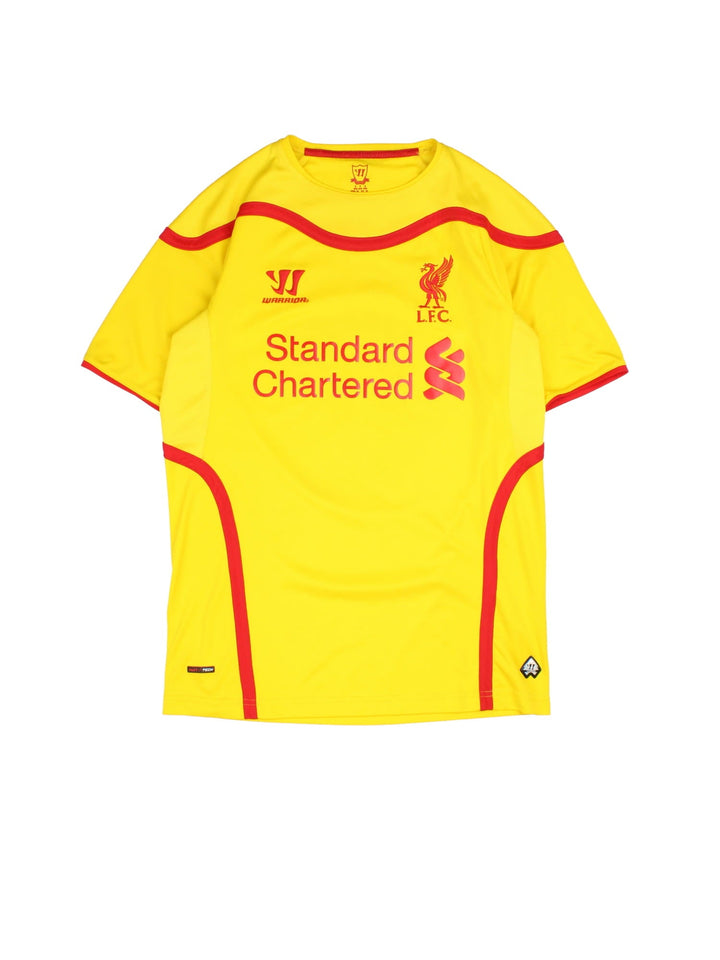 Vintage Liverpool 2014-15 Away Football Shirt in the yellow colourway with Gerrard 8 Legend on the back.
