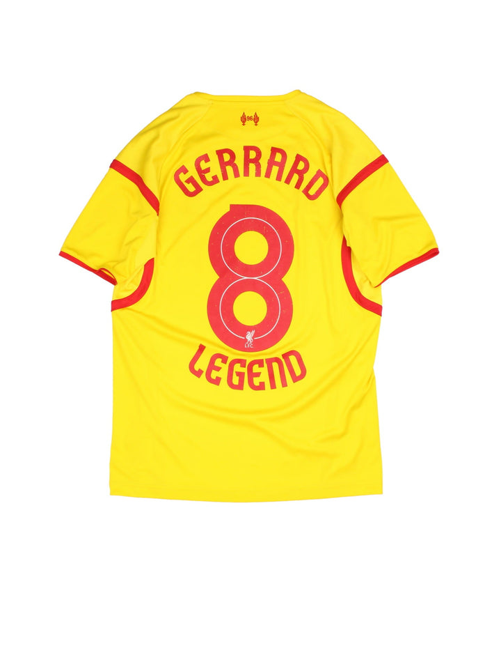 Vintage Liverpool 2014-15 Away Football Shirt in the yellow colourway with Gerrard 8 Legend on the back.