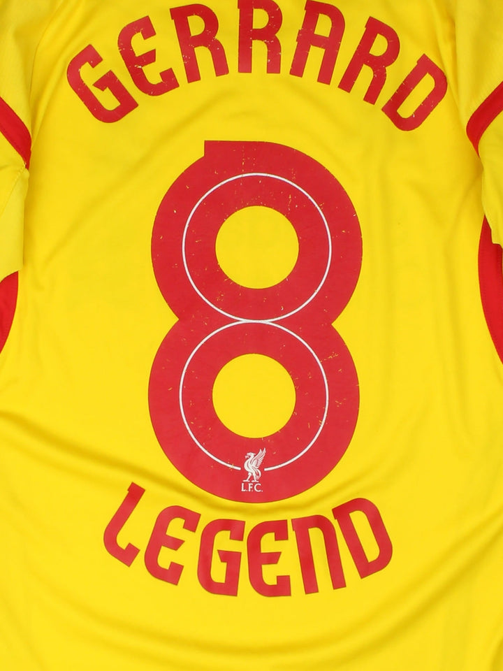 Vintage Liverpool 2014-15 Away Football Shirt in the yellow colourway with Gerrard 8 Legend on the back.