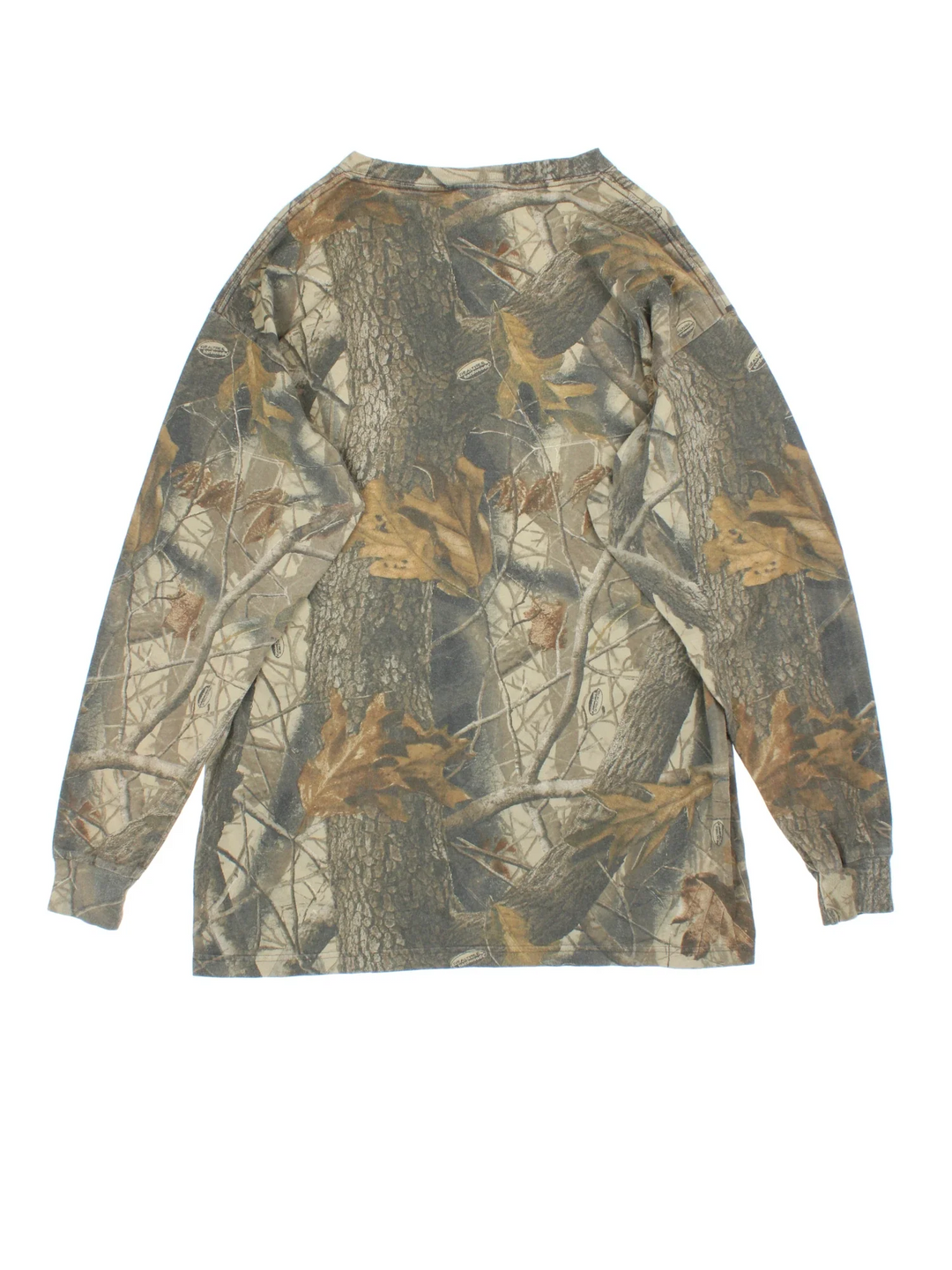 Real Tree Camo Long Sleeve T-Shirt in a green Camo all over colourway with classic front pocket