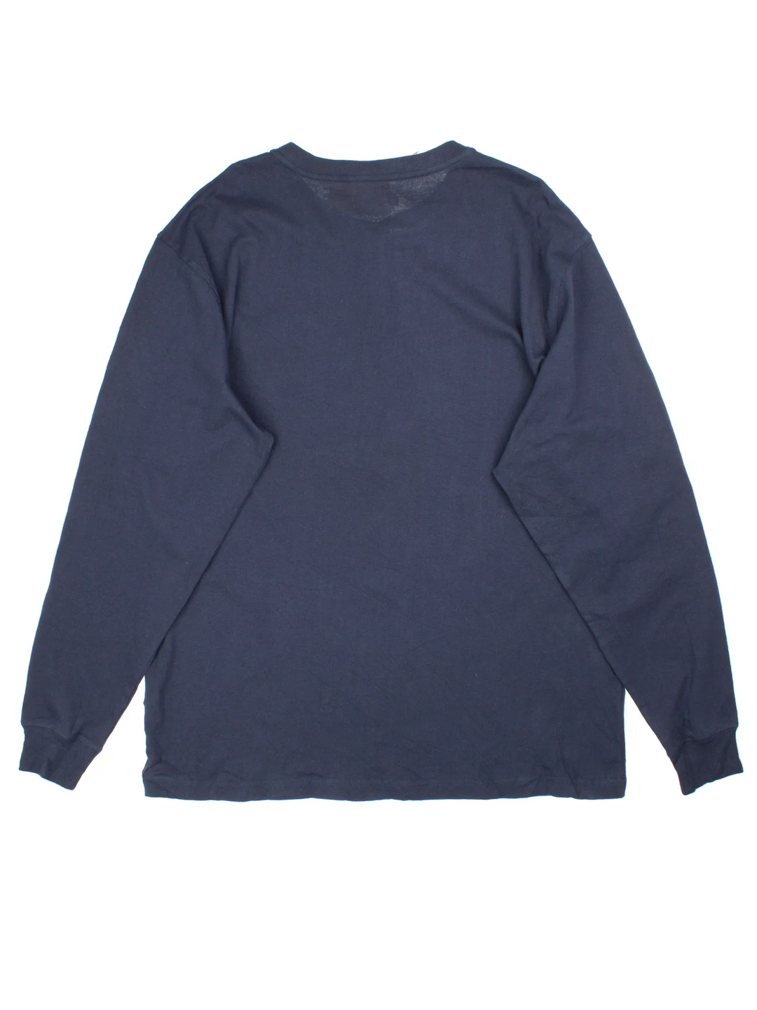 Carhartt Long Sleeve T-Shirt in a blue colourway with button up front and small classic logo on the front pocket