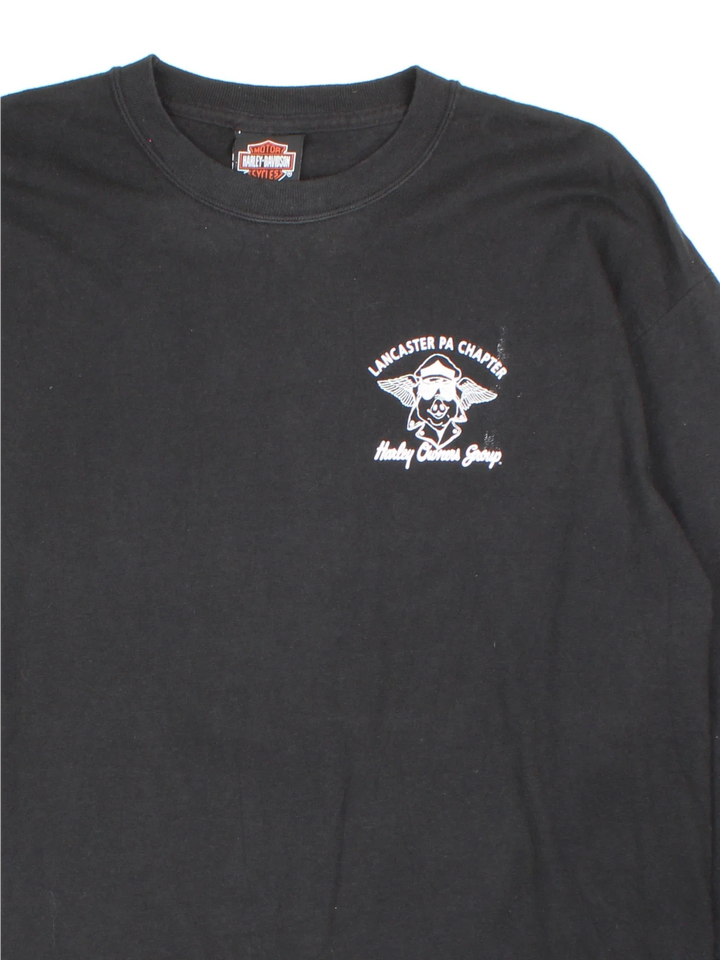 Harley-Davidson Long Sleeve T-Shirt in a black colourway with small logo on the front chest and large graphic across the back.