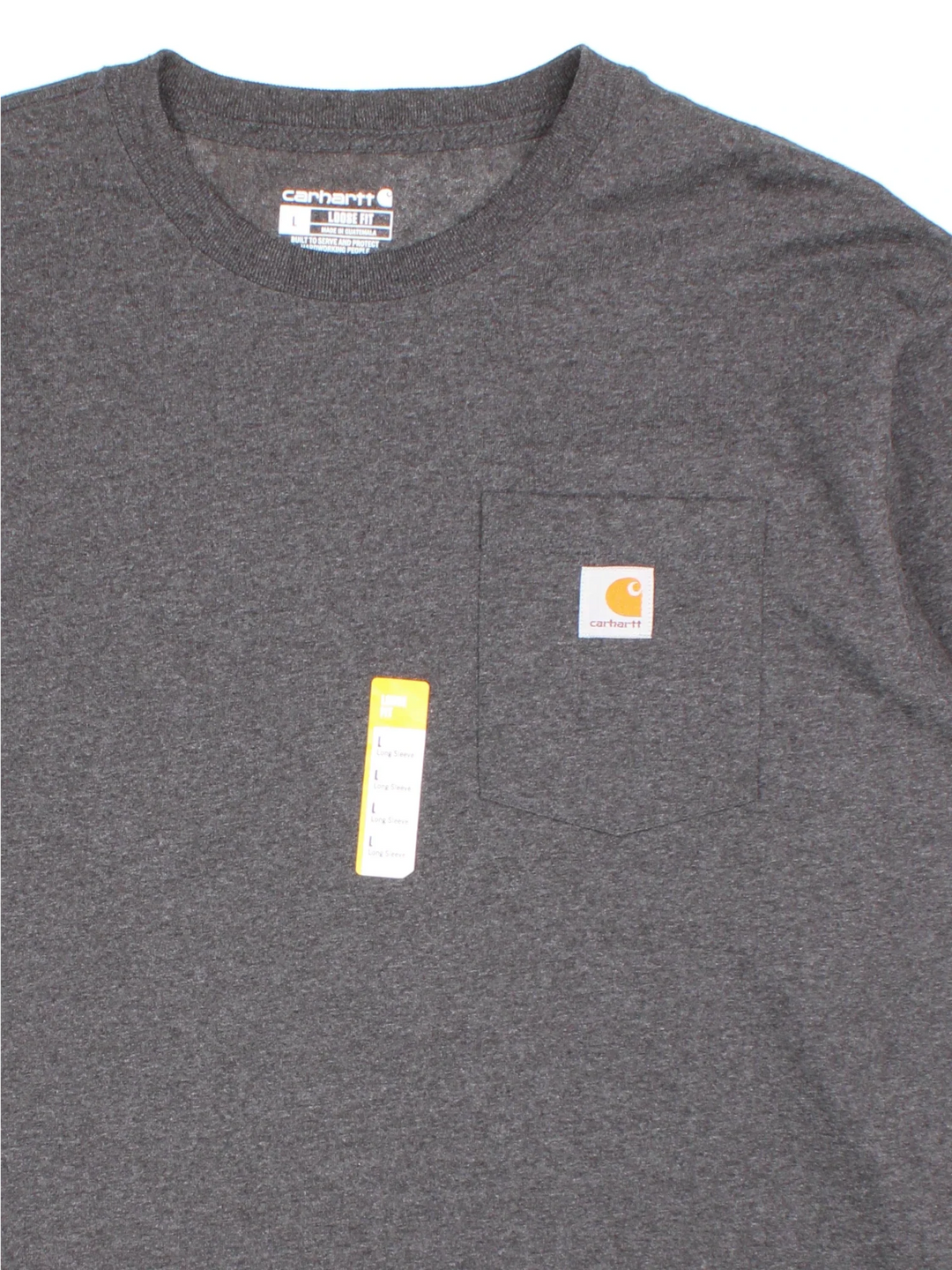 Carhartt Long Sleeve T-Shirt in a grey colourway with the small classic logo on the front pocket