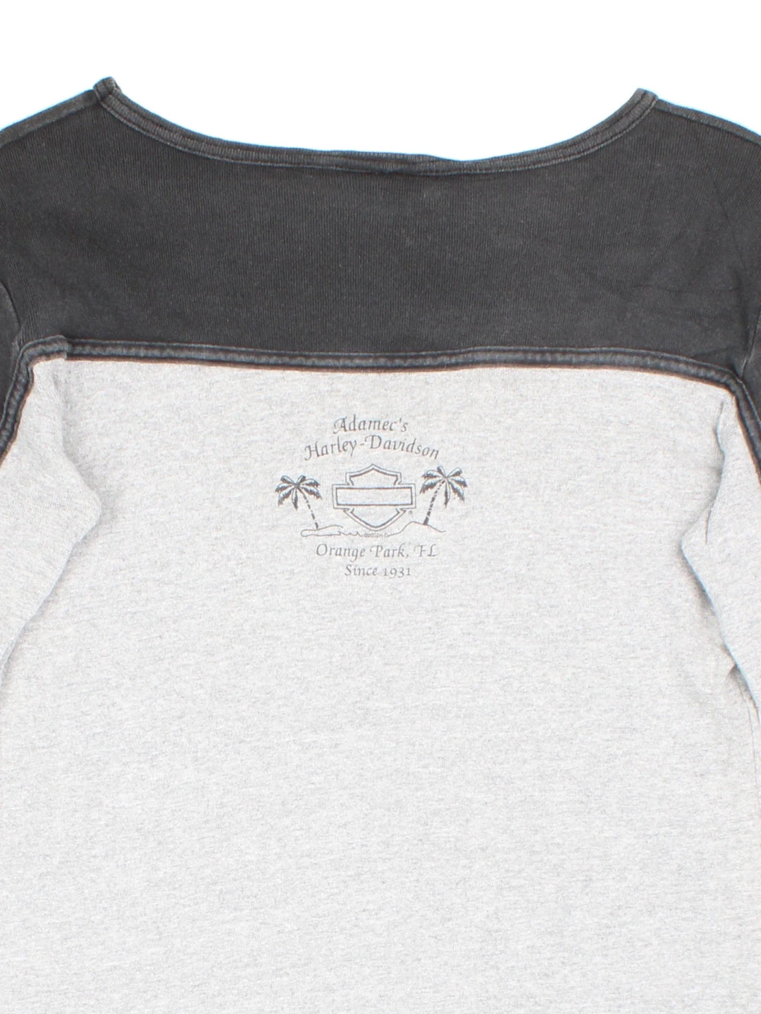 Harley-Davidson Long Sleeve T-Shirt in a grey colourway with black over the shoulder panelling and small logo graphic on the front and back.
