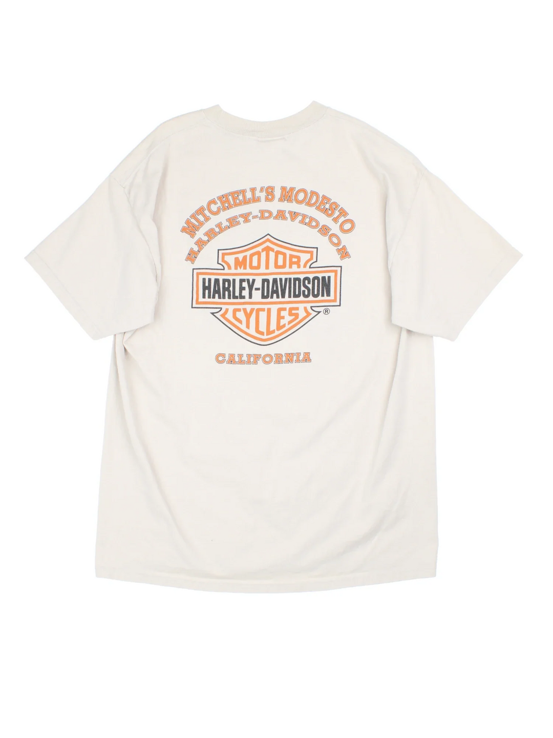 Vintage Harley-Davidson Motorcycle T-Shirt in a tan colourway with the logo graphic on the front and back.