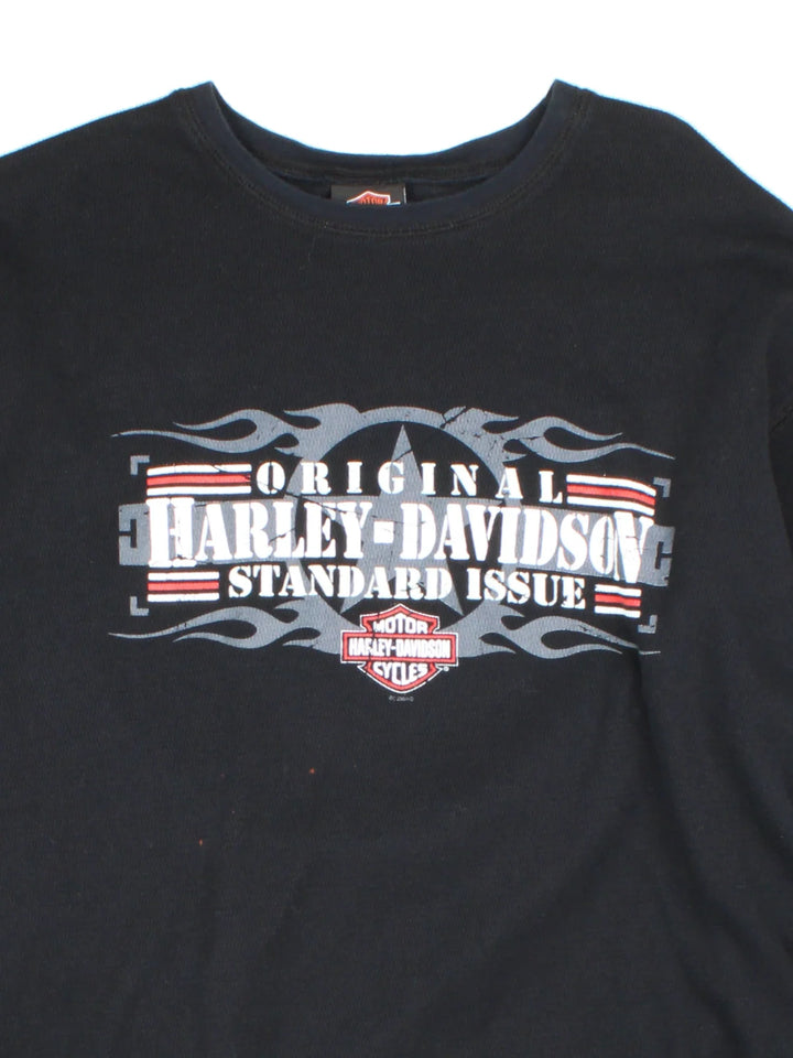 Vintage Harley-Davidson Wildwood Long Sleeve T-Shirt in a black colourway with branding printed on front and back.