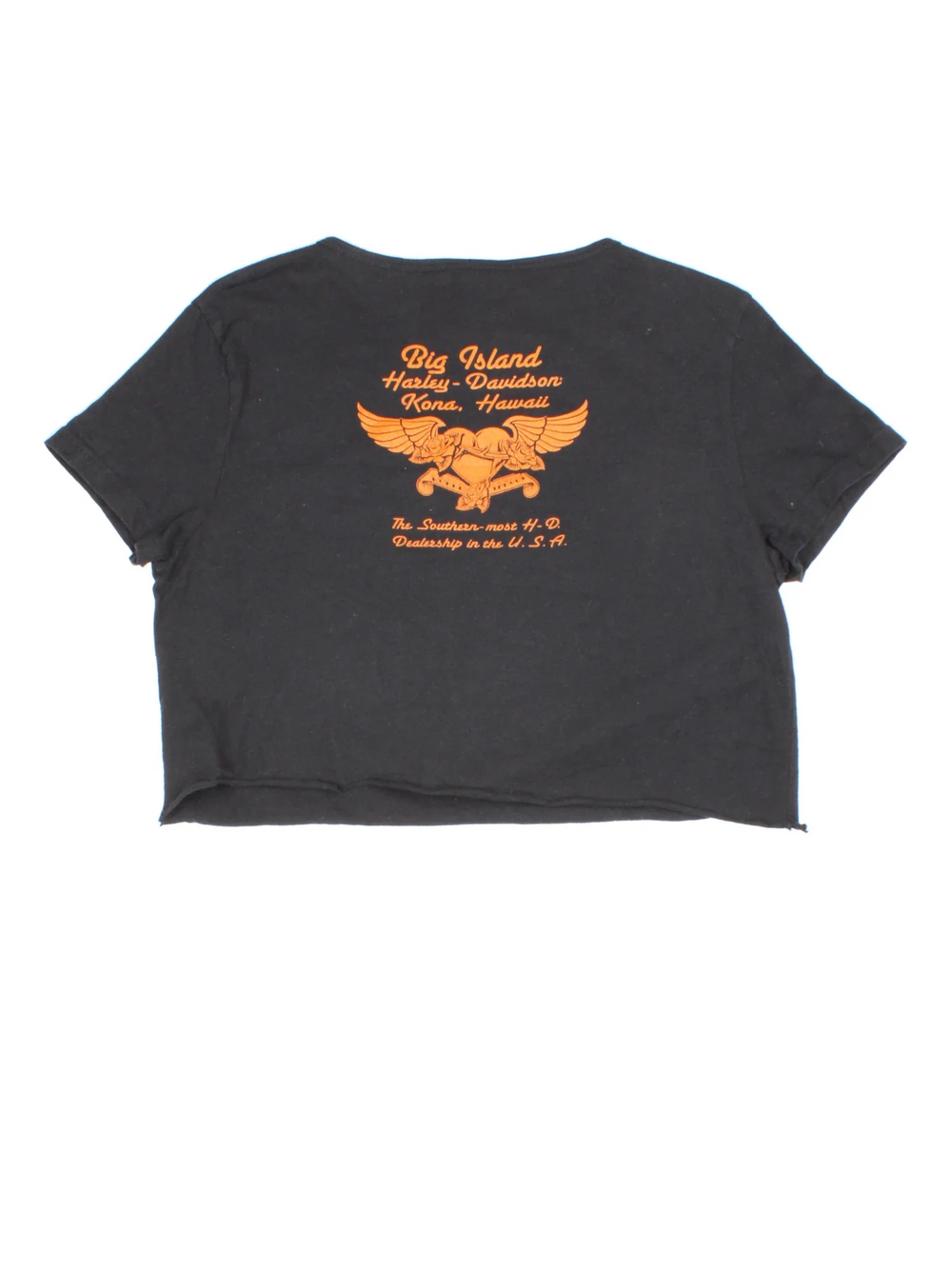 Vintage Harley-Davidson Crop Top in a black colourway with gem stone branding on front and printed branding on the back.