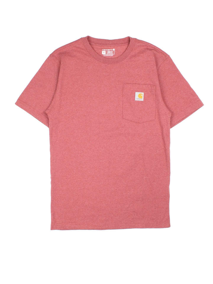Carhartt T-Shirt in a red colourway and has a chest pocket with the logo embroidered on the front.