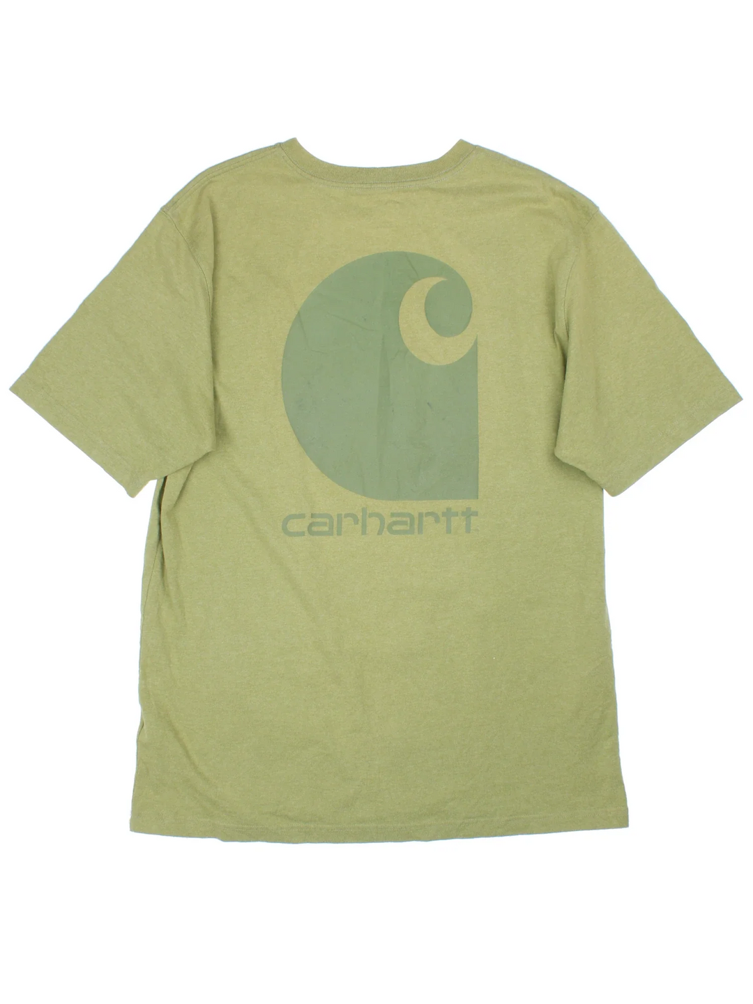 Carhartt T-Shirt in a green colourway and has a chest pocket with the logo embroidered on the front and larger printed logo on the back.