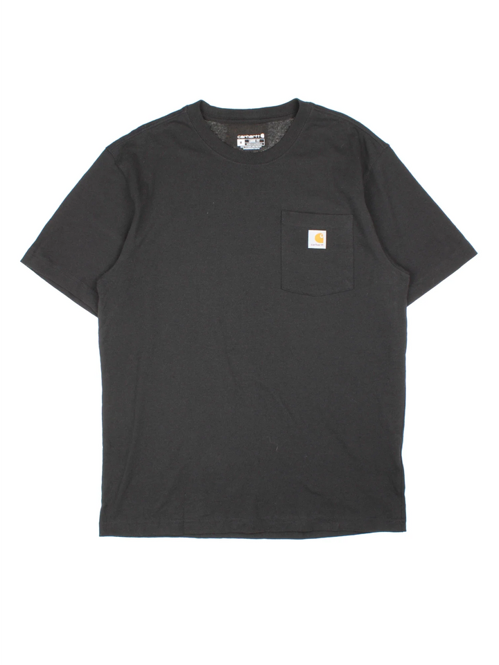 Carhartt T-Shirt in a black colourway and has a chest pocket with the logo embroidered on the front.