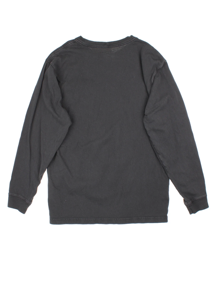 Vintage Carhartt Long Sleeve T-Shirt in a black colourway, pocket and branding embroidered on the front.