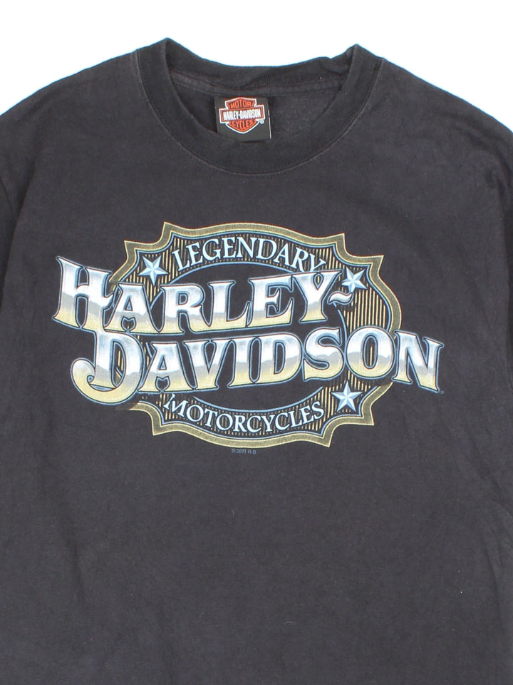 Vintage Harley-Davidson Riverside CA T-Shirt in a black colourway with branding printed on front and back.