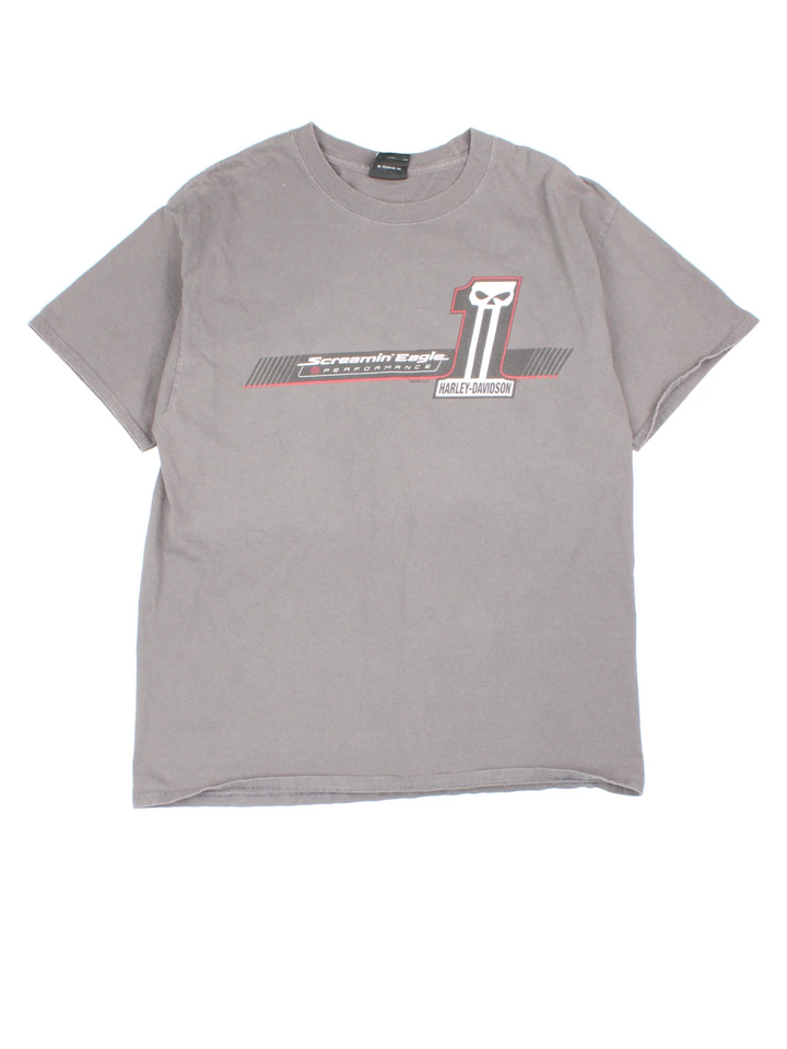 Harley-Davidson T-Shirt in a grey colourway with graphic across the front and small logo on the back neck.