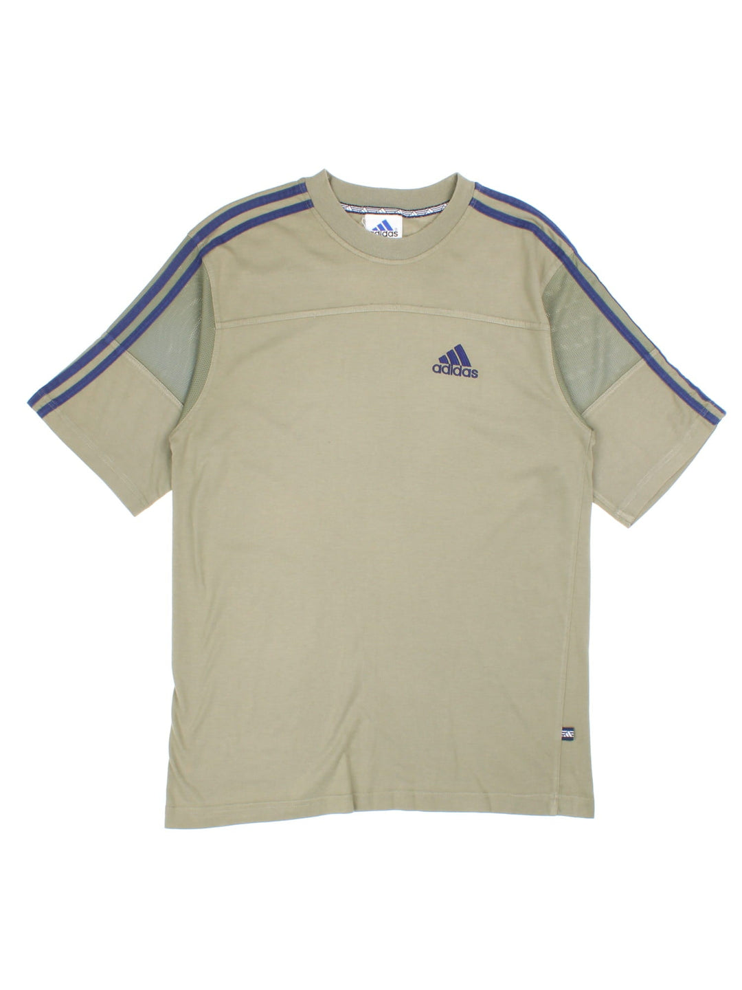 Vintage Y2K Adidas T-Shirt in a green colourway with mesh sleve detail and logo embroidered on the front.