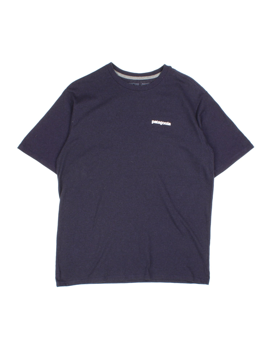 Vintage Patagonia T-Shirt in a blue colourway with branding on front and back.