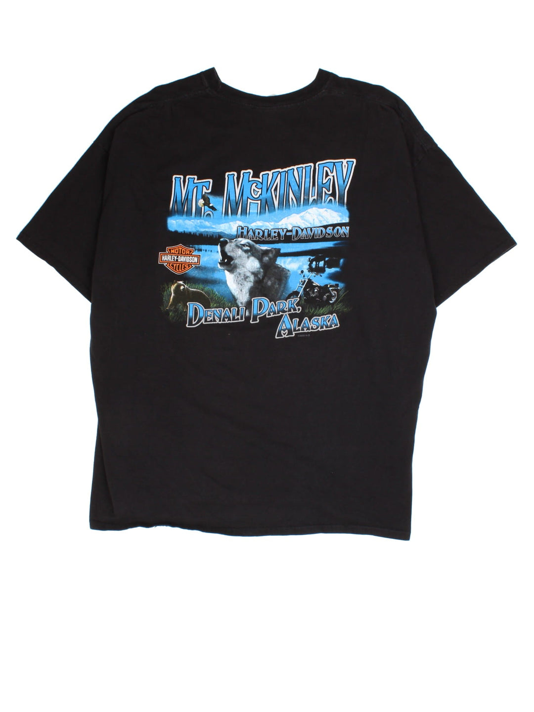 Vintage Harley-Davidson T-Shirt in a black colourway with the logo printed on the front chest pocket and back.