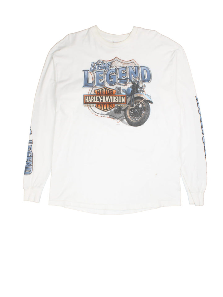 Vintage Harley-Davidson Calgary Long Sleeve T-Shirt in a white colourway with the logo on front/back and sleeves.