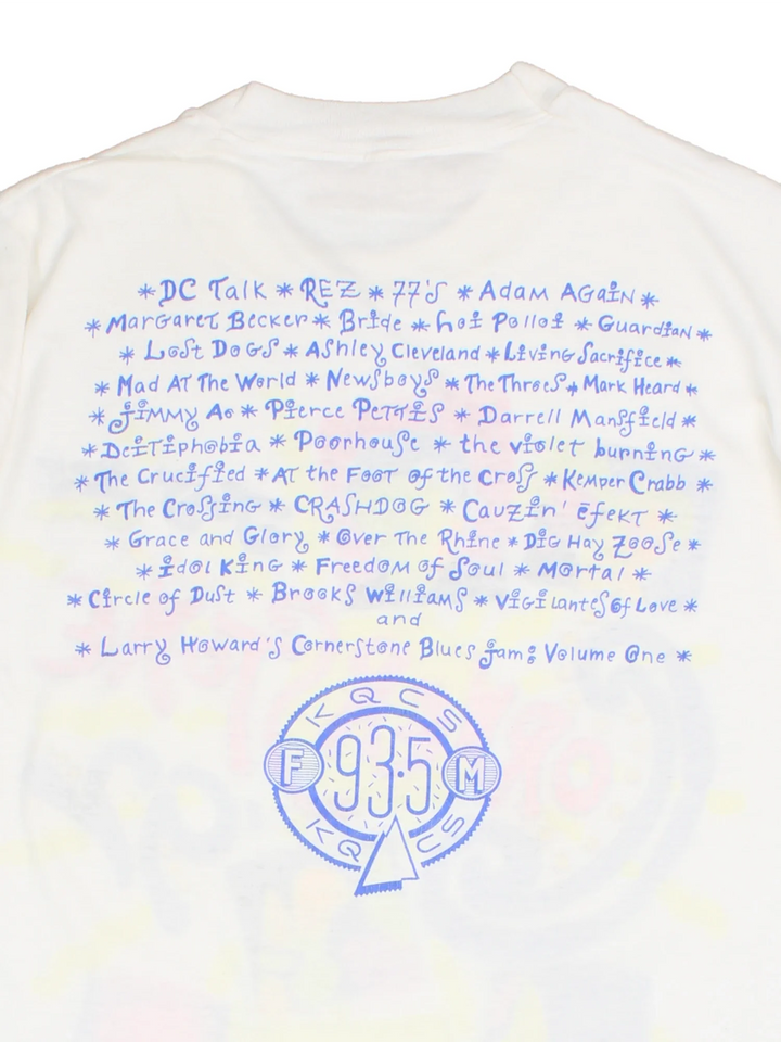 Vintage 1992 Cornerstone Graphic T-Shirt in a white colourway with front and back graphic.