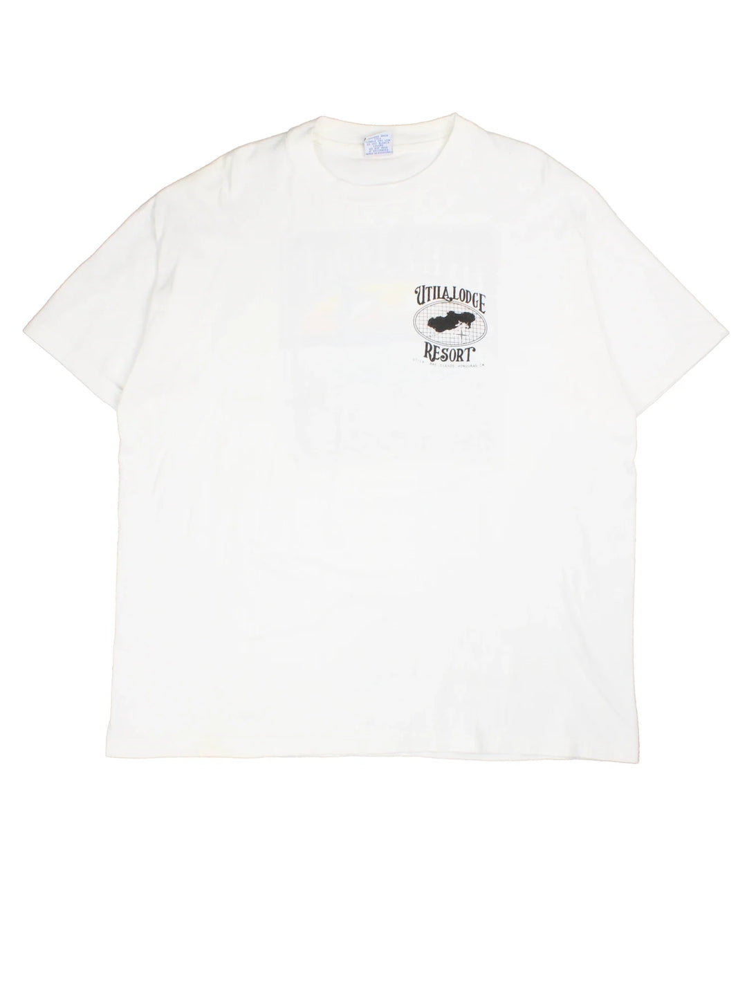 Vintage Utila Lodge Graphic T-Shirt in a white colourway with front and back printed graphic.