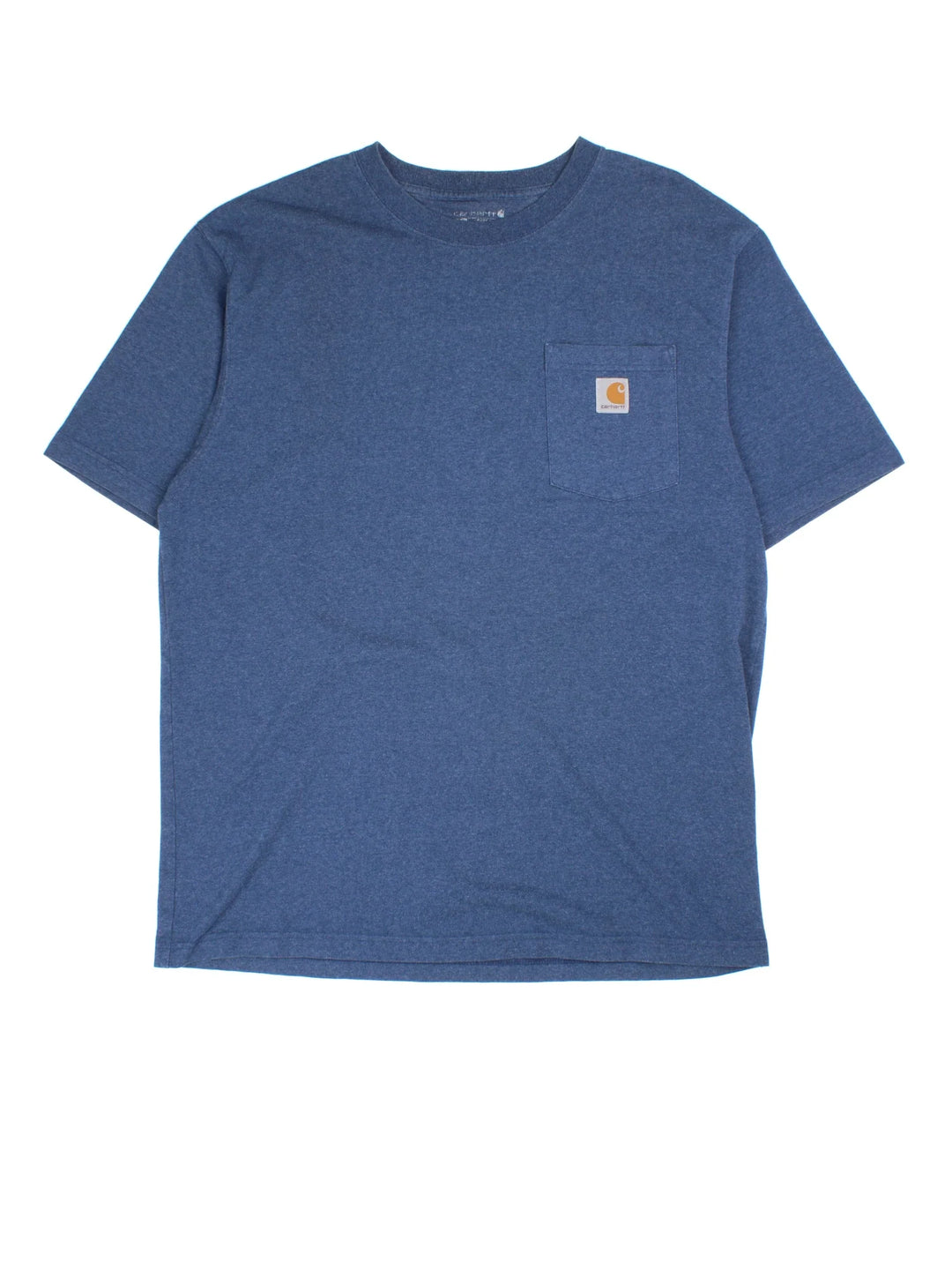 Vintage Carhartt T-Shirt in a blue colourway with front pocket and logo embroidered on the front.
