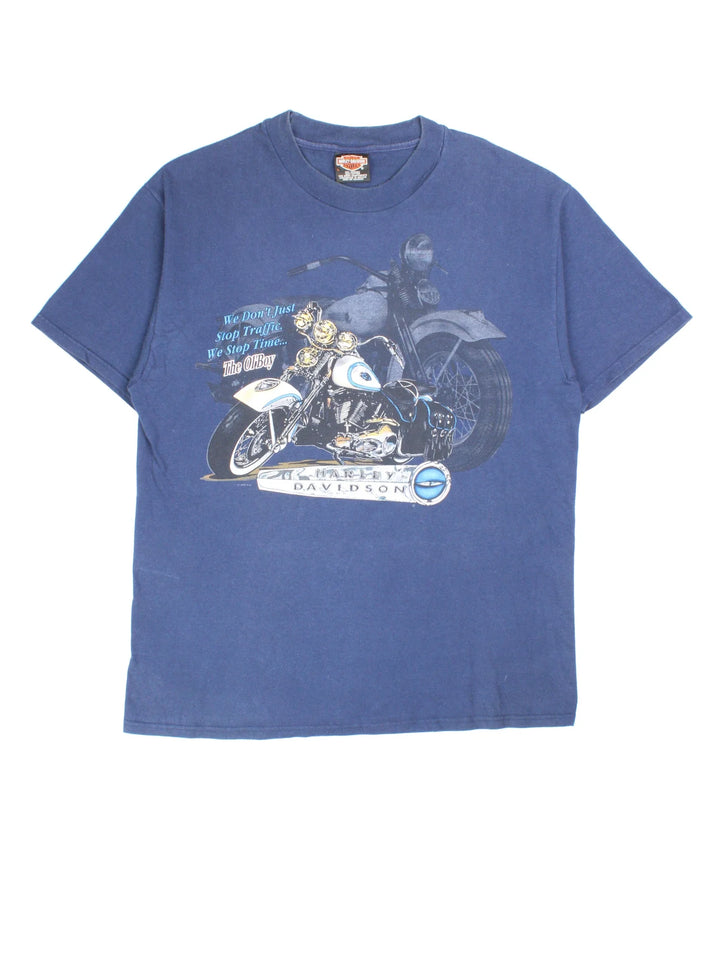 Harley-Davidson Fullerton T-Shirt in a blue colourway with front and back printed graphic.
