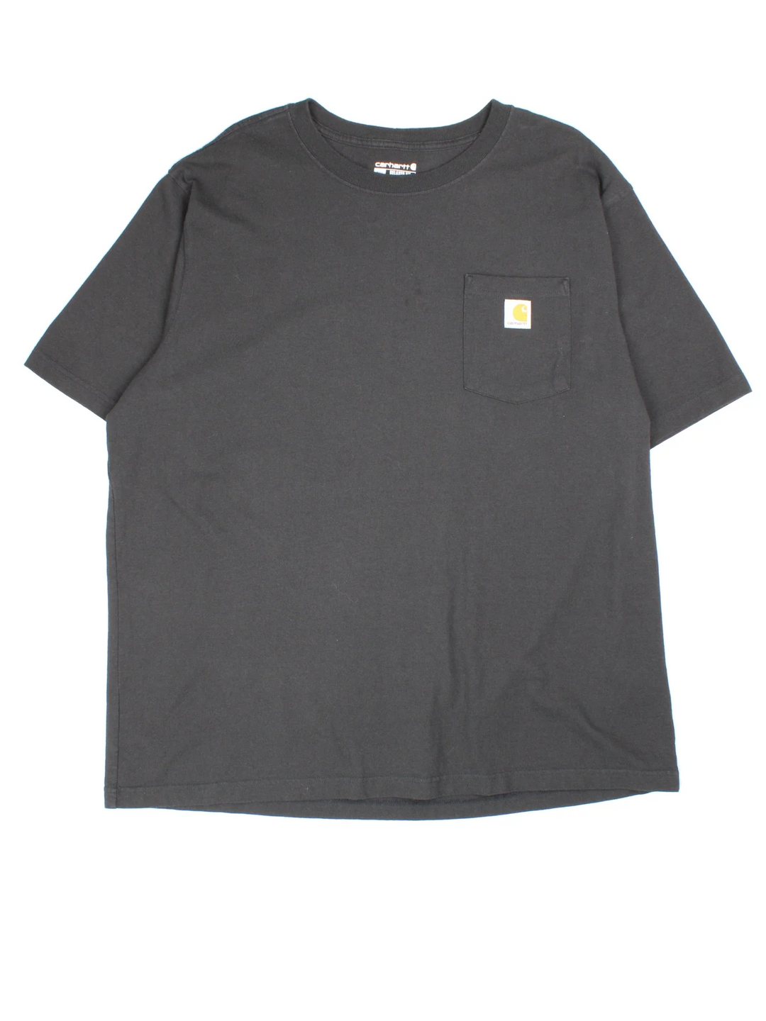 Vintage Carhartt T-Shirt in a black colourway with front pocket and logo embroidered on the front/logo printed on the back.