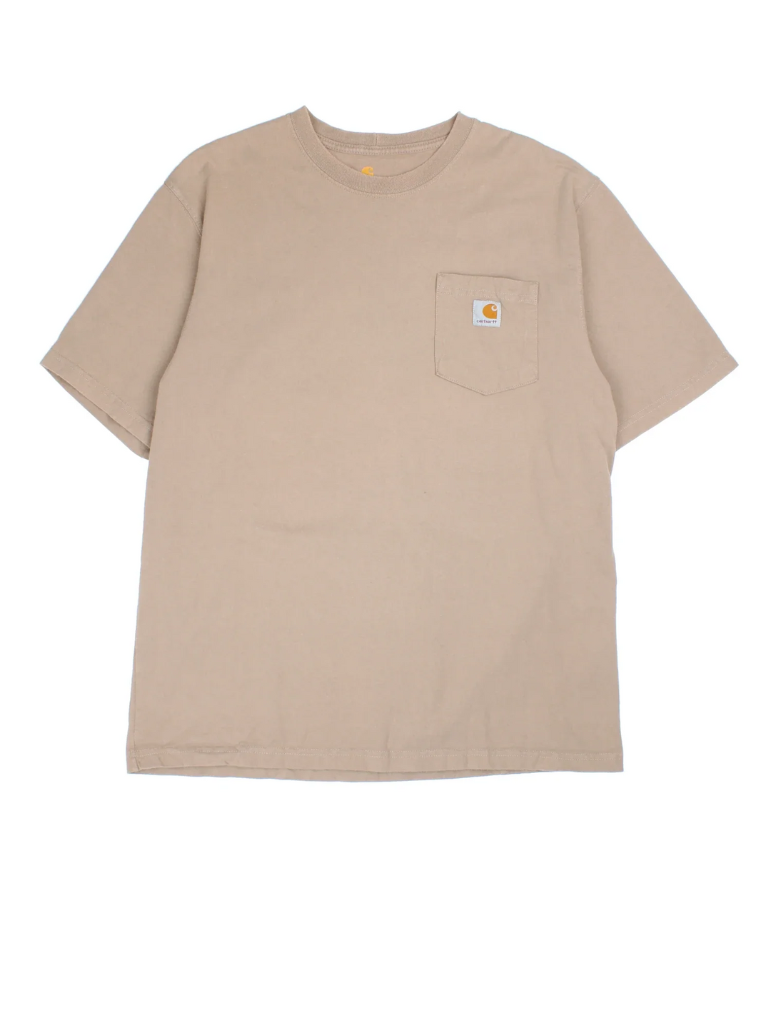 Vintage Carhartt T-Shirt in a tan colourway with front pocket and logo embroidered on the front.