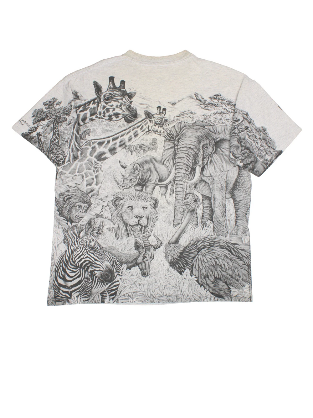 Vintage 90's Animal Print T-Shirt in a grey colourway with all over graphic.