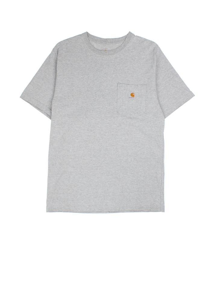 Carhartt T-Shirt in a grey colourway with the logo and pocket on the front.
