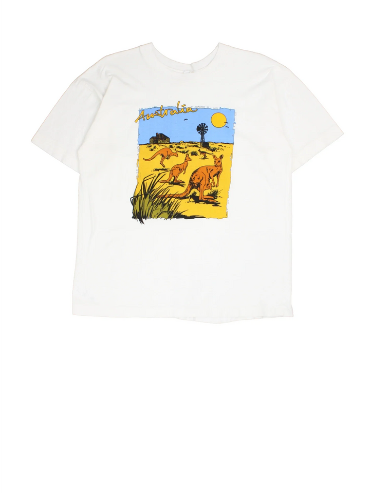 Vintage Australia Kangaroo Graphic T-Shirt in a white colourway with graphic printed on the front.