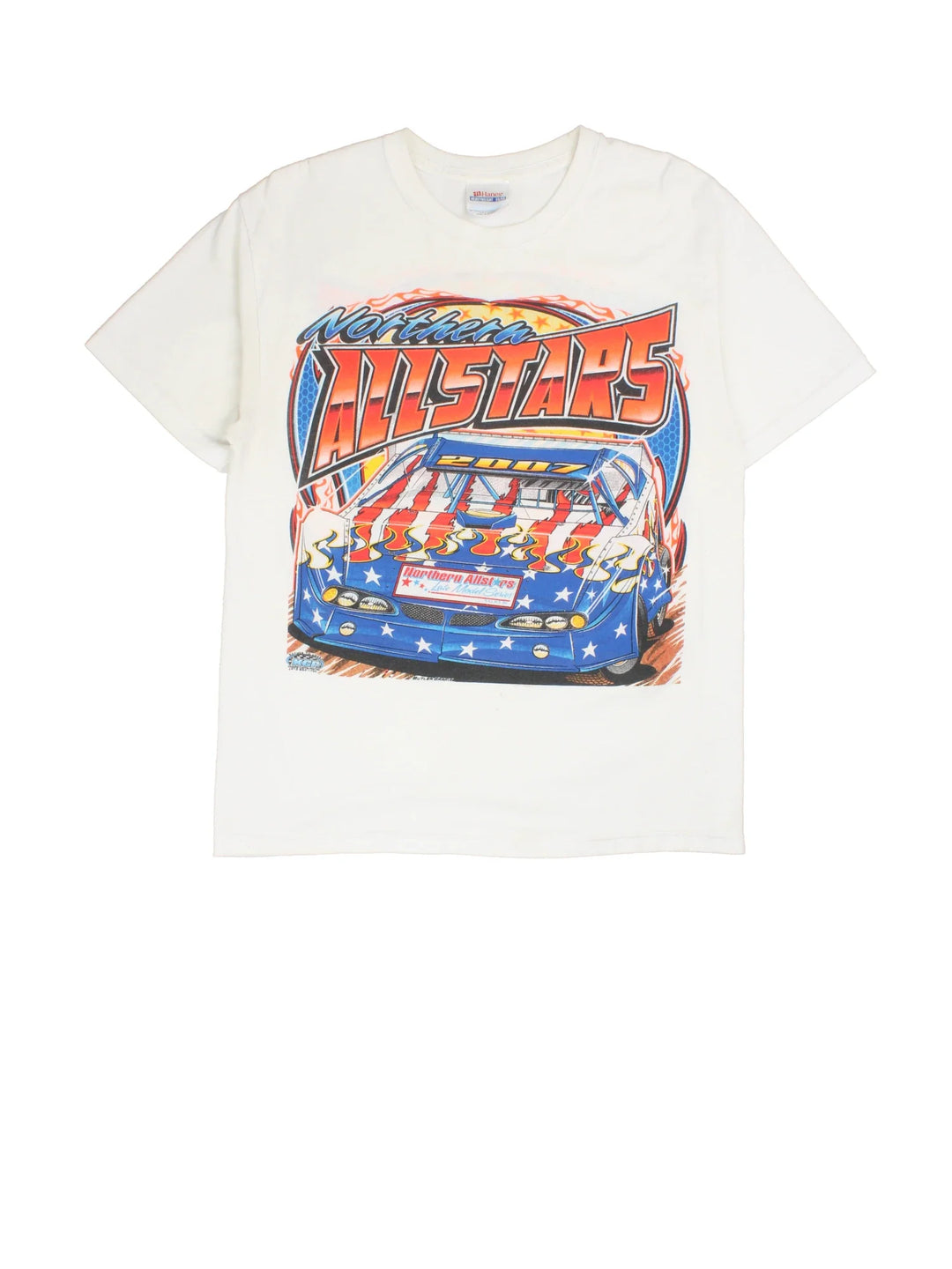 Vintage Nascar Northern Allstars Racing T-Shirt in a white colourway with large graphic printed on the front and back.