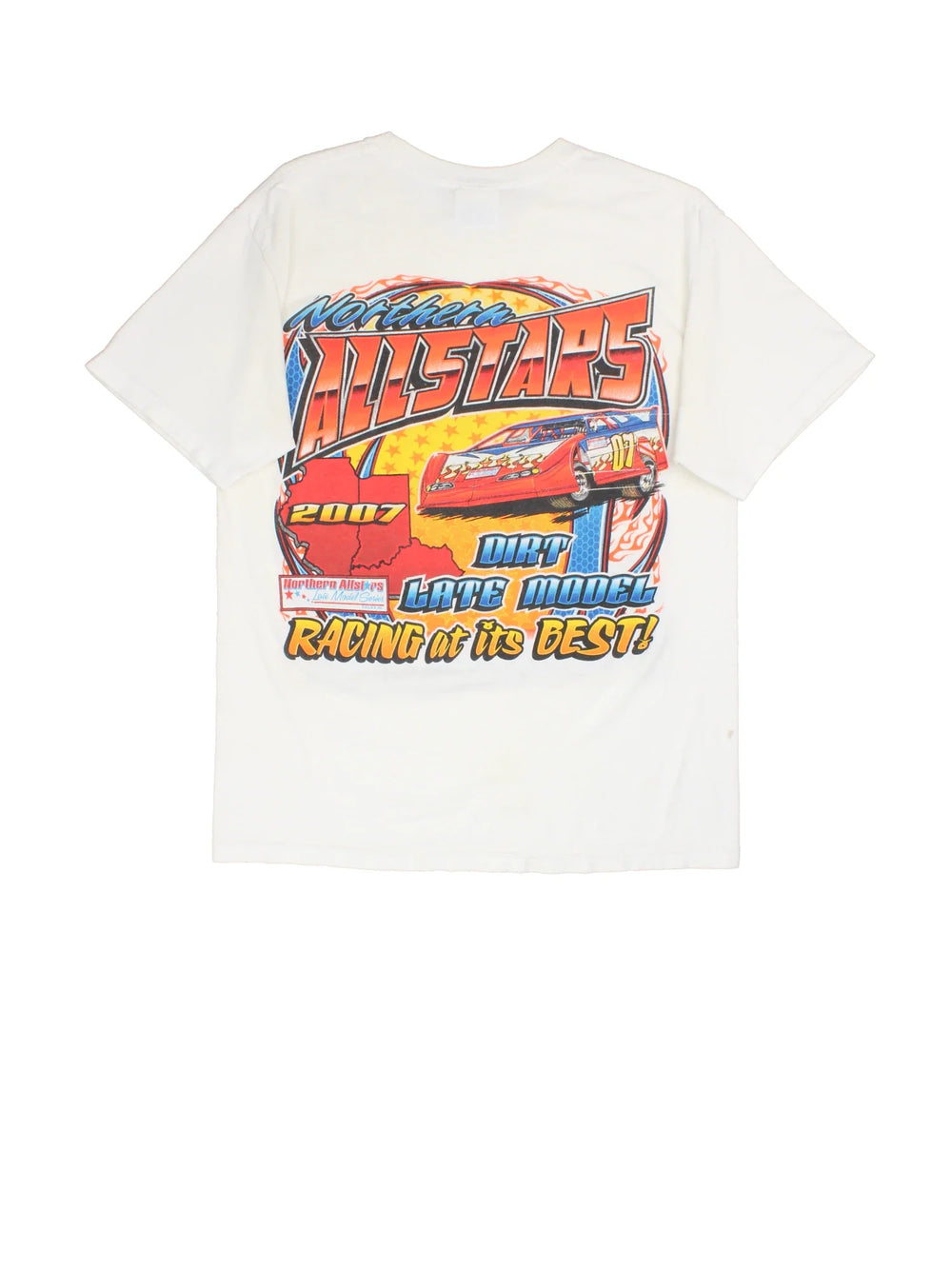 Vintage Nascar Northern Allstars Racing T-Shirt in a white colourway with large graphic printed on the front and back.