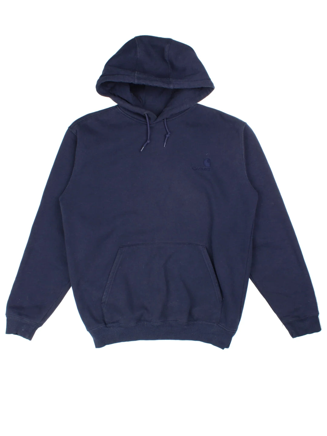 Carhartt Hoodie in a blue colourway with the logo embroidered on the front.