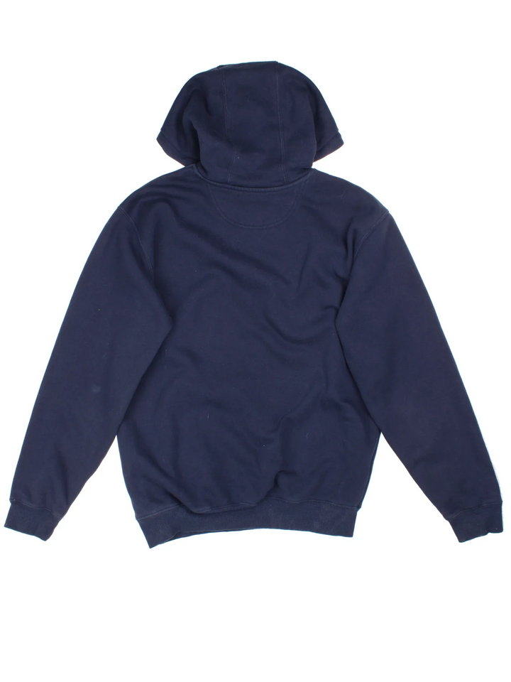 Carhartt Hoodie in a blue colourway with the logo embroidered on the front.