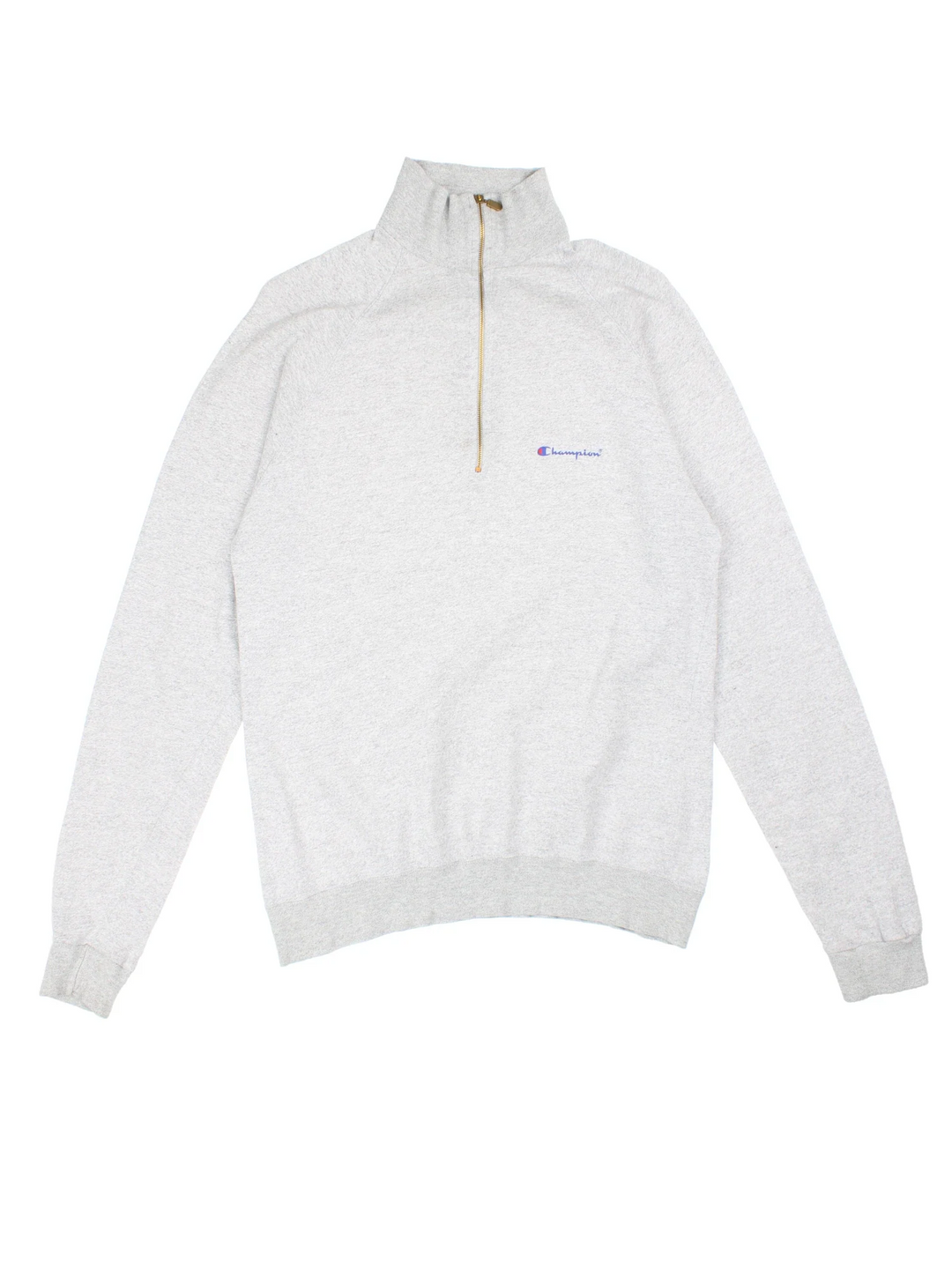 Vintage Champion 1/4 Zip Lightweight Sweatshirt in a grey colourway with the logo embroidered on the front.