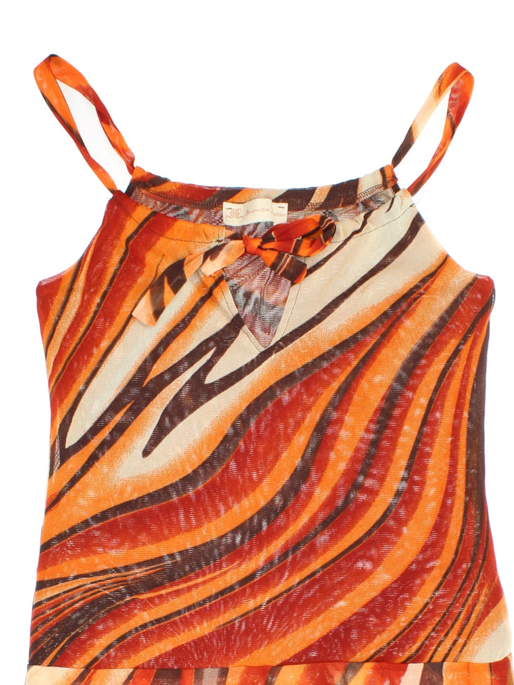 Y2K Abstract Flame Top in a orange colourway with all over pattern.