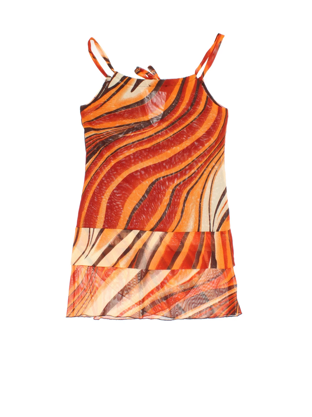Y2K Abstract Flame Top in a orange colourway with all over pattern.