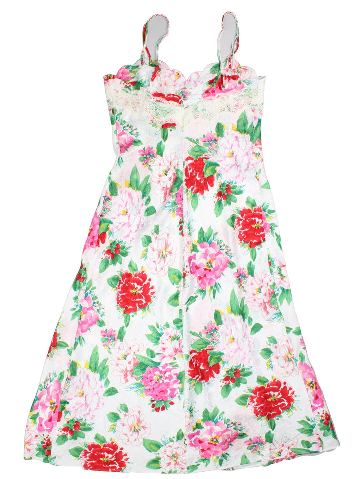 Vintage Y2K Victorias Secret Dress in a white/multi colourway. Lace and bead detailing and high leg split.
