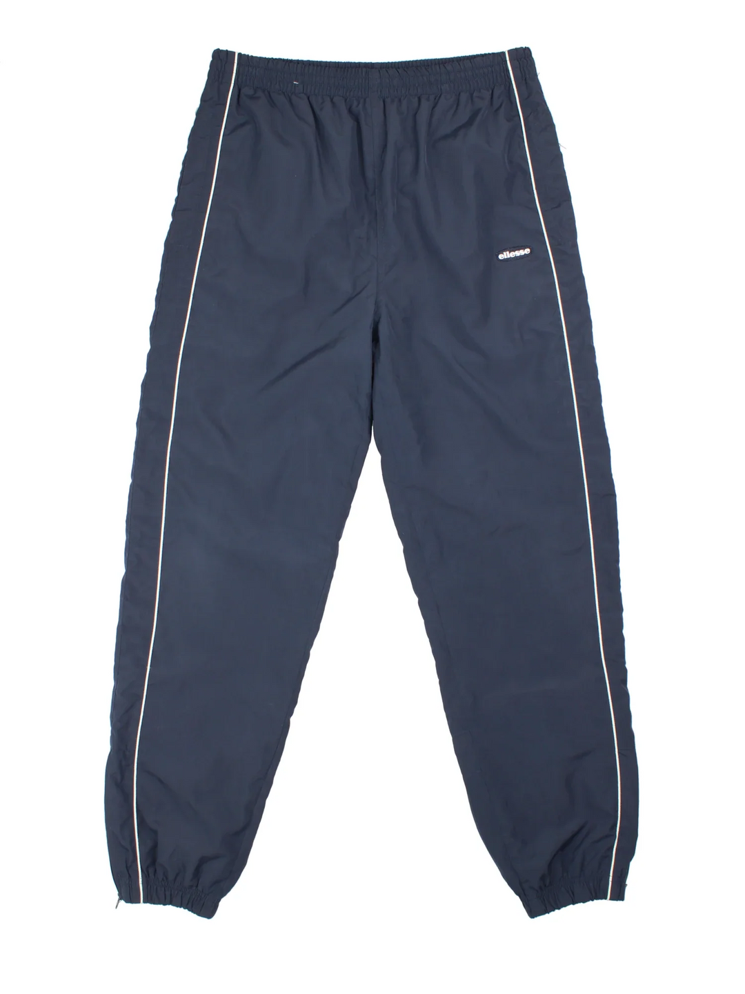 90's Ellesse Tracksuit Bottoms in blue colourway. Side pockets, contrast piping and the logo embroidered on the front/back.