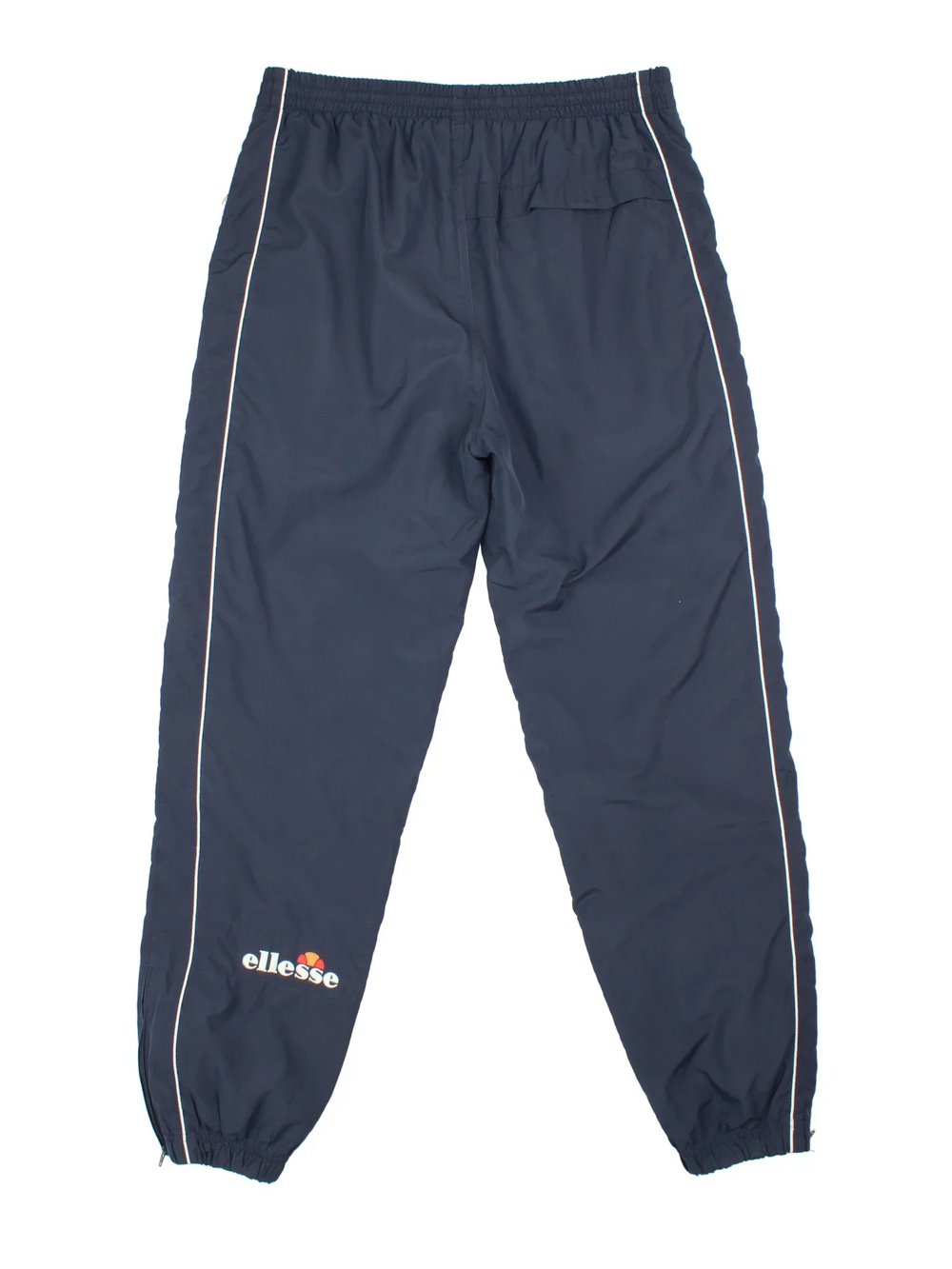 90's Ellesse Tracksuit Bottoms in blue colourway. Side pockets, contrast piping and the logo embroidered on the front/back.