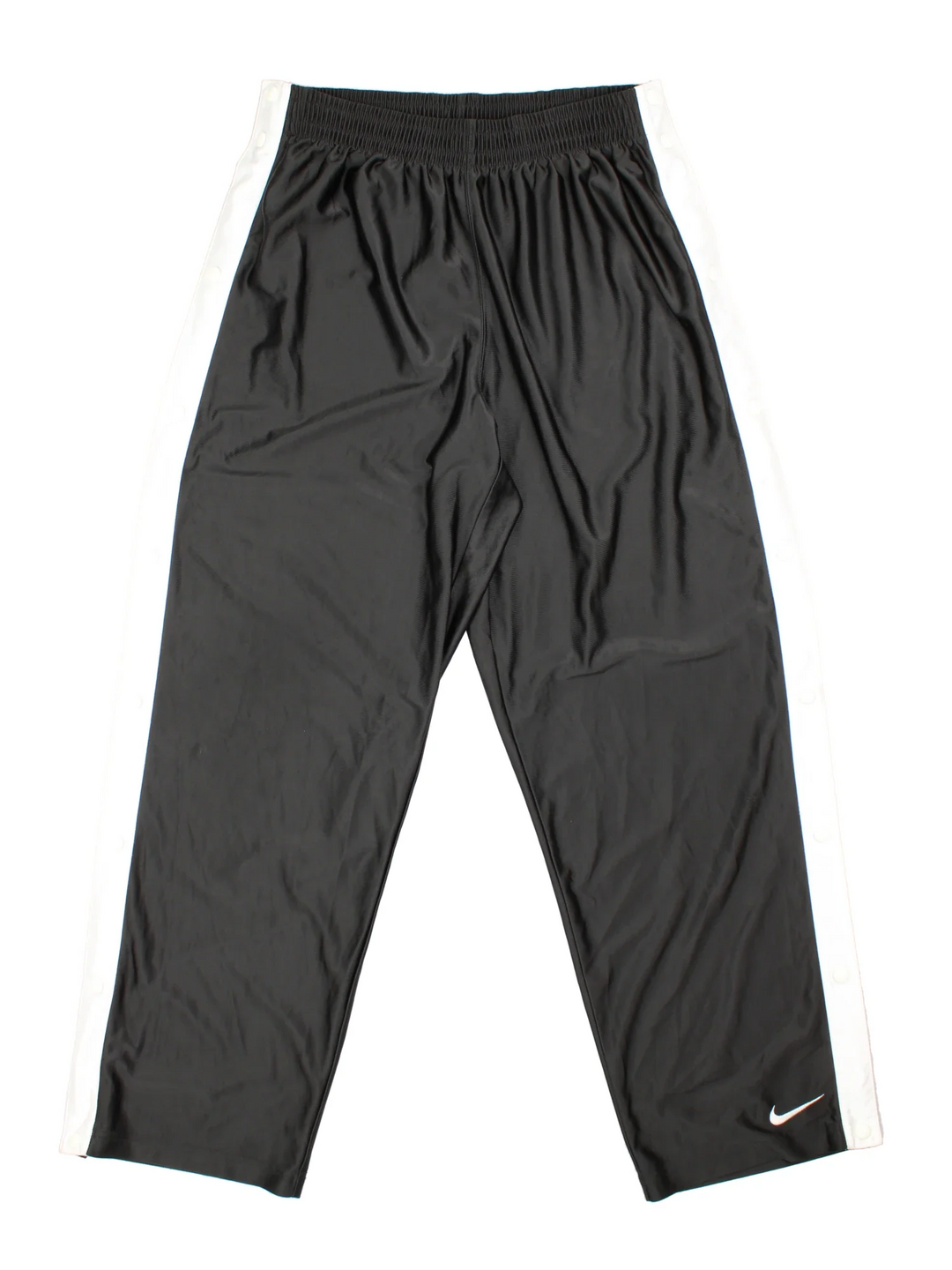 90's Nike Tracksuit Bottoms in black colourway. Side pockets, contrast piping and the logo embroidered on the front.