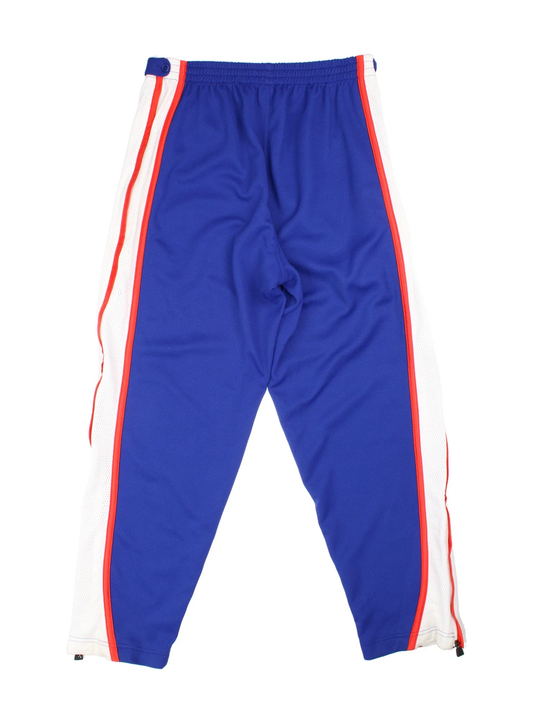 90's Adidas Mesh Tracksuit Bottoms in blue colourway with contrast side stripe detail. Full zipper up leg and the logo embroidered on the front.