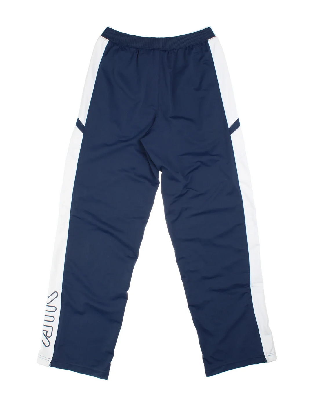 Nike Air Max Tracksuit Bottoms in blue and white colourway, has pockets, elasticated waist with drawstring, and the swoosh logo embroidered on the front.