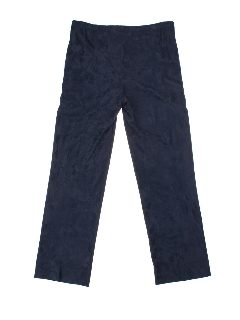 Vintage Fila Velour Tracksuit Bottoms in a navy blue colourway, has pockets, adjustable waist with drawstring, and the logo embroidered on the front.