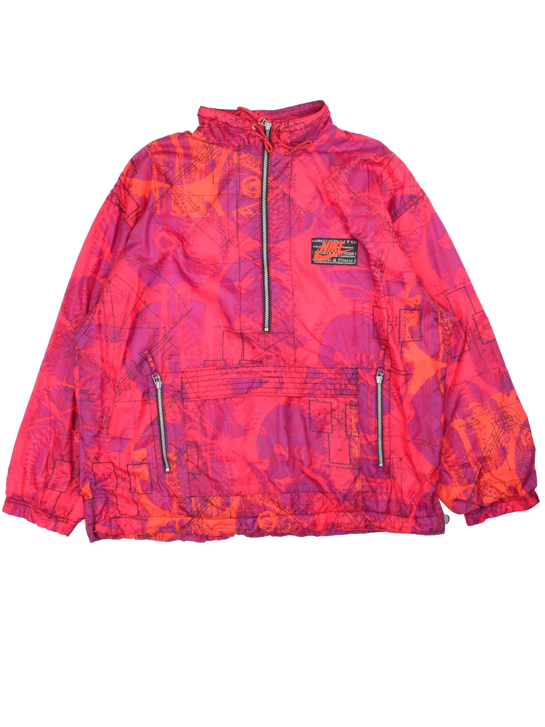 Vintage 90's Nike Windbreaker in a red and purple colourway. Half zip closure and has multiple pockets, and the logo embroidered on the front.