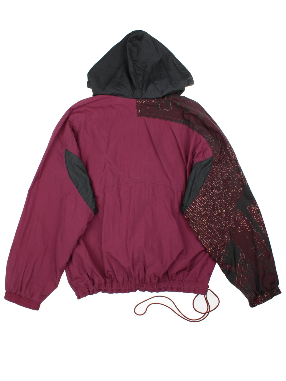 Vintage 80's Nike Anorak Jacket in a purple and black colourway. 1/4 zip closure and has multiple pockets, patterned and branding details, and the logo embroidered on the front.
