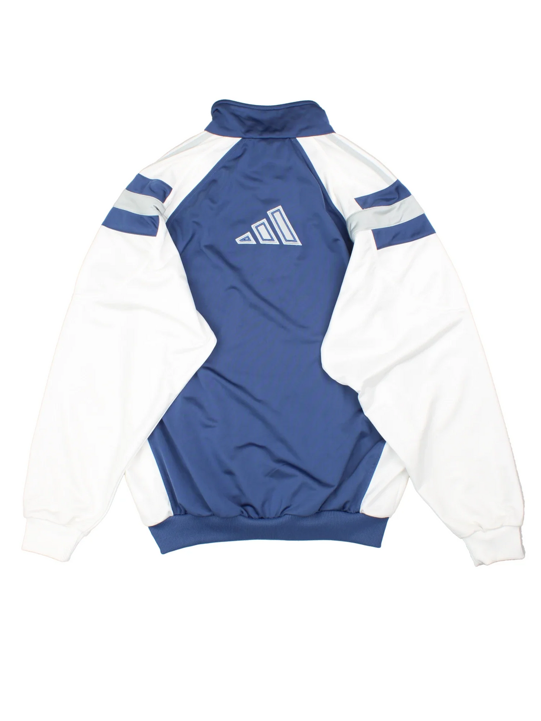 Vintage Adidas Tracksuit Jacket in a blue and white colourway. Zip up closure and has side pockets, and the logo embroidered on the front and back.