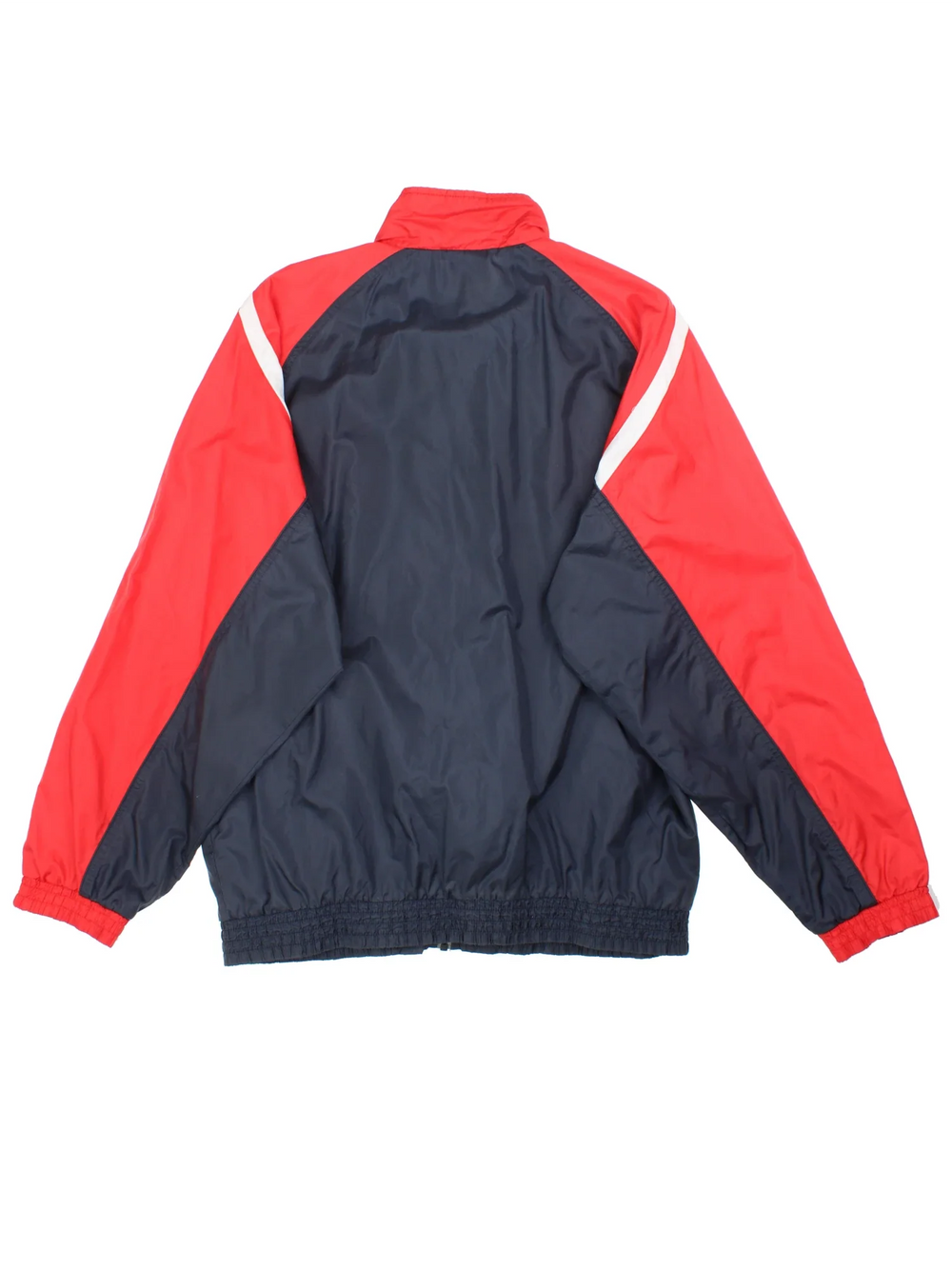 Vintage Adidas Tracksuit Jacket in a blue and red colourway. Zip up closure and has side pockets, and the logo embroidered on the front and back.
